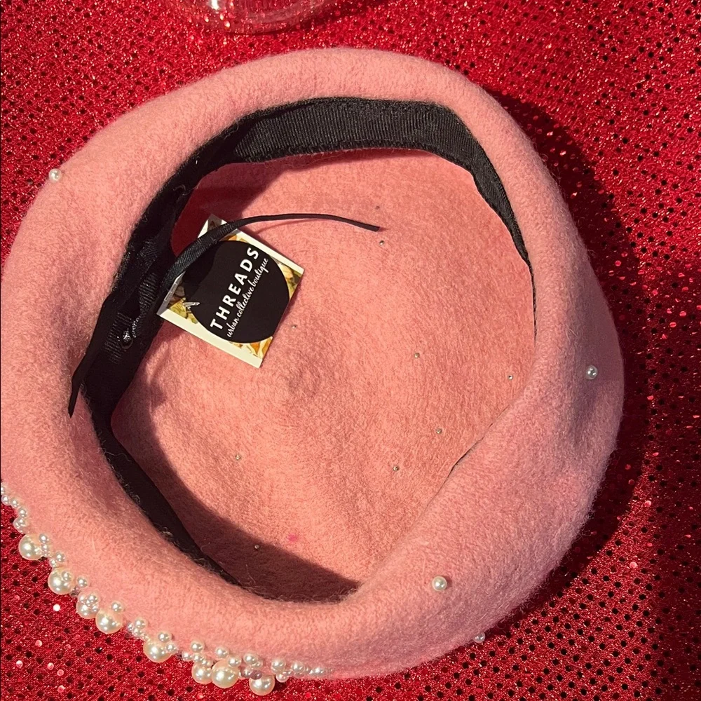Pink Pearl Embellished‎ Beret